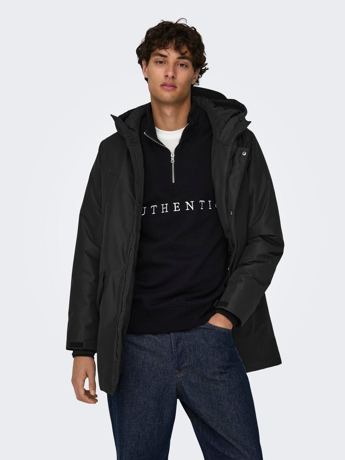 Hooded parka jacket | Black | ONLY & SONS®