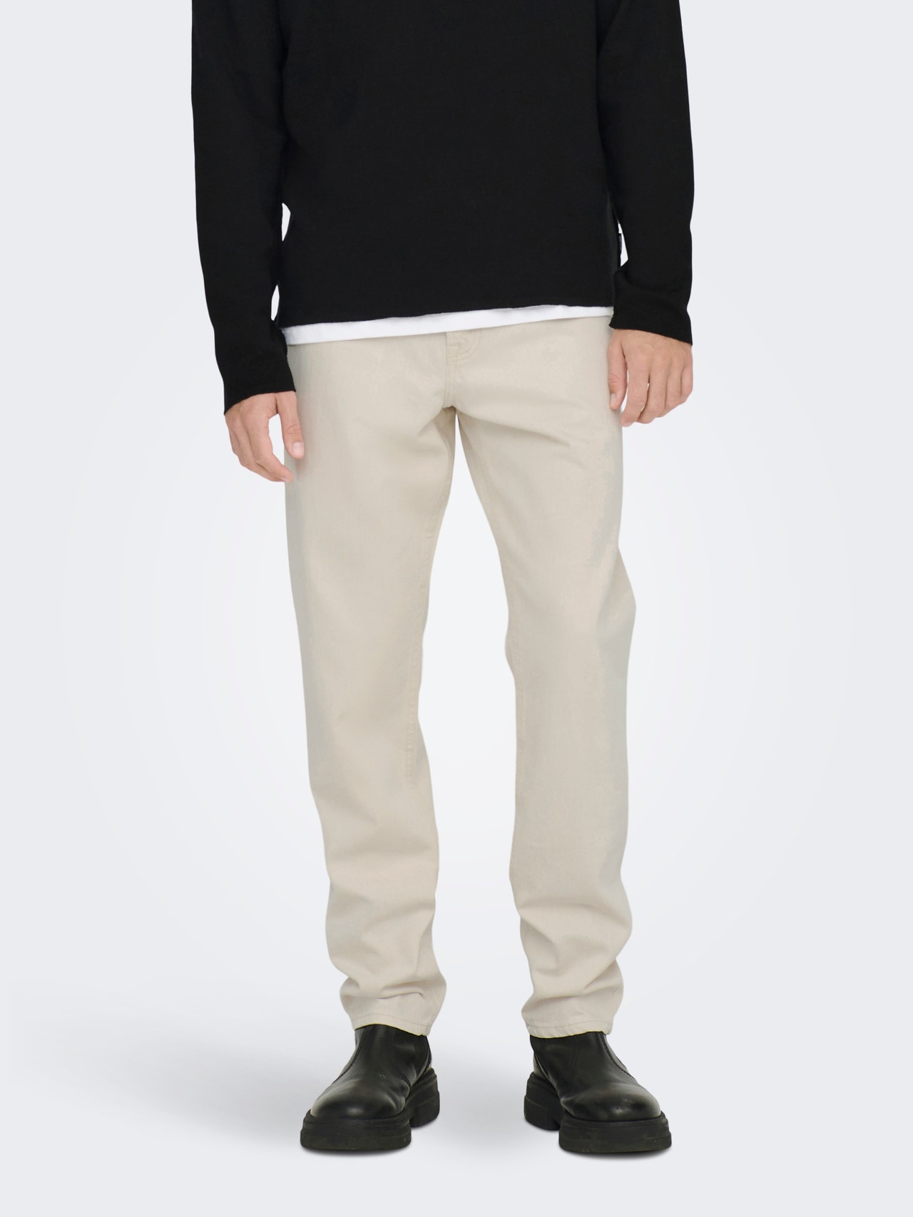 CARROT FIT TROUSERS WITH BELT - Light khaki
