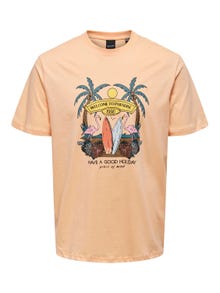 ONLY & SONS Normal geschnitten Rundhals T-Shirt -Peach Nectar - 22026084