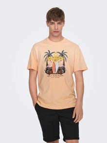 ONLY & SONS T-shirts Regular Fit Col rond -Peach Nectar - 22026084
