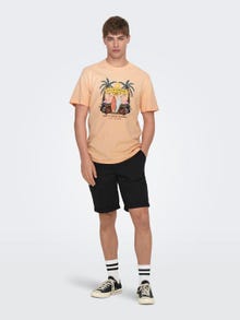 ONLY & SONS Normal geschnitten Rundhals T-Shirt -Peach Nectar - 22026084