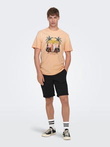 ONLY & SONS O-neck t-shirt with print -Peach Nectar - 22026084