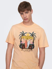 ONLY & SONS Normal geschnitten Rundhals T-Shirt -Peach Nectar - 22026084