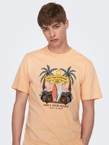 ONLY & SONS O-hals t-shirt med print -Peach Nectar - 22026084