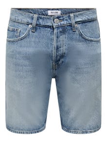 ONLY & SONS Gerade geschnitten Mittlere Taille Shorts -Light Blue Denim - 22026092