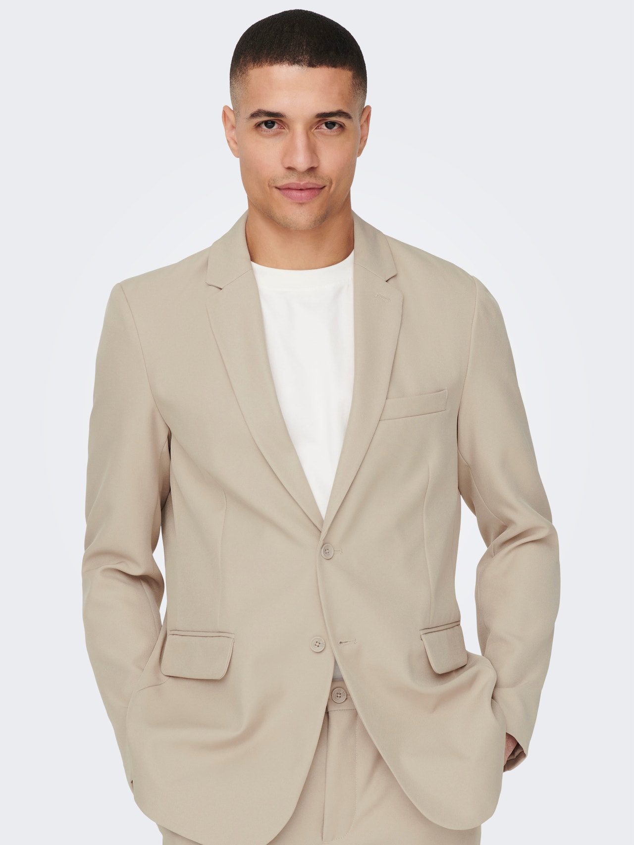 ONLY & SONS Blazers Corte slim Cuello invertido -Beige - 22026197