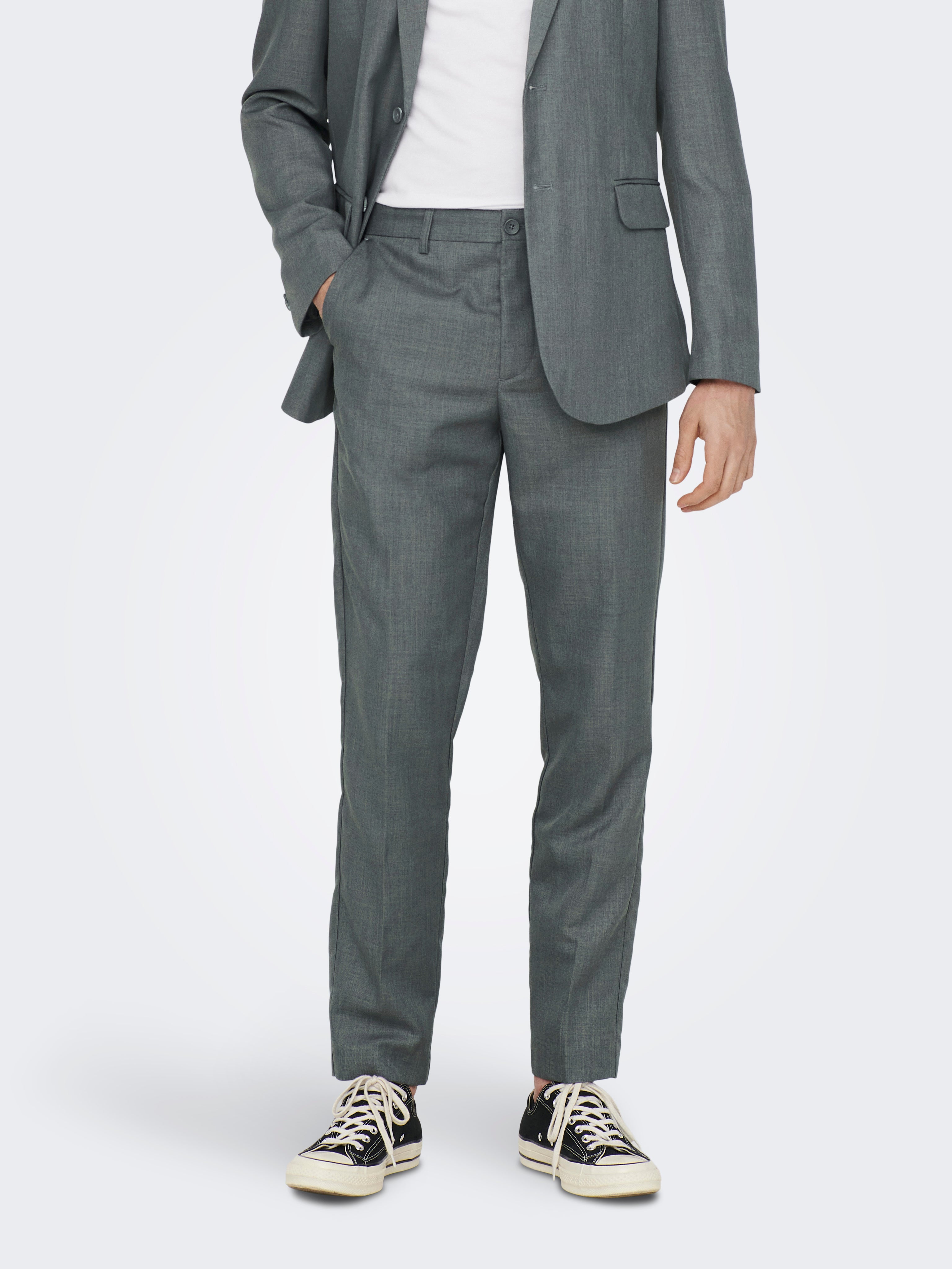 Loose Fit Tailored Trousers  Light Grey  ONLY  SONS