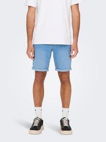 ONLY & SONS Regular Fit Denim Short -Light Blue Denim - 22026249