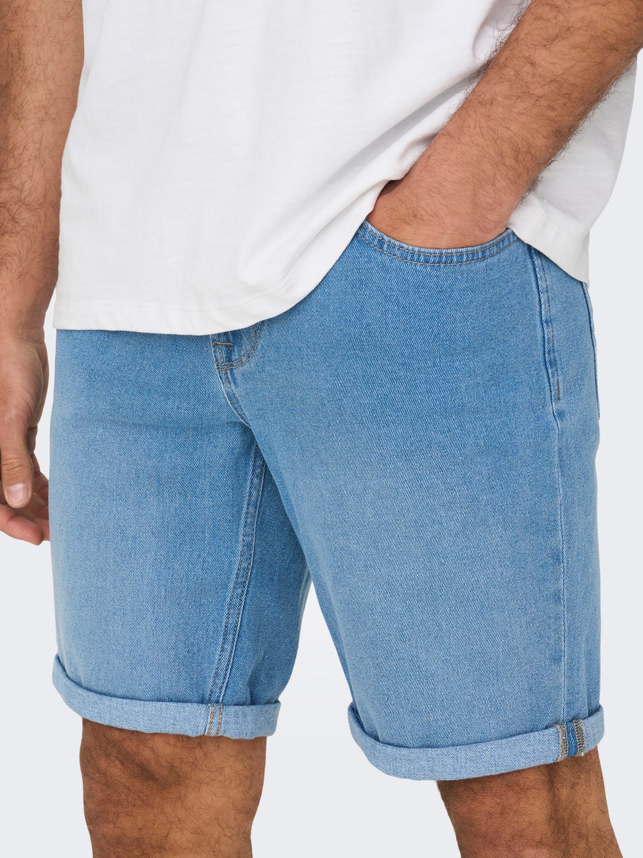 ONLY & SONS Regular Fit Denim Short -Light Blue Denim - 22026249