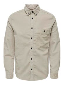 ONLY & SONS Normal passform Button down-krage Skjorta -Silver Lining - 22026296