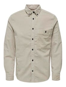 ONLY & SONS Regular Fit Button-down collar Shirt -Silver Lining - 22026296