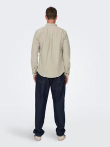 ONLY & SONS Regular Fit Kneppet krage Skjorte -Silver Lining - 22026296