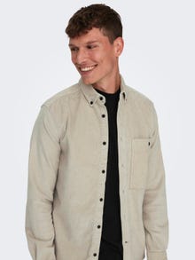 ONLY & SONS Normal passform Button down-krage Skjorta -Silver Lining - 22026296