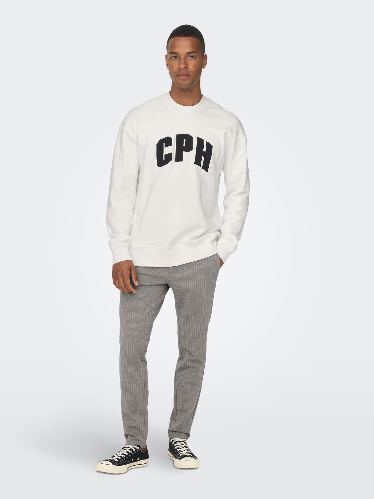 ONLY & SONS Regular Fit Hoodie Sweatshirt -Cloud Dancer - 22026376