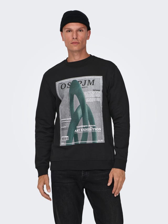 ONLY & SONS O-neck sweatshirt with print - 22026379