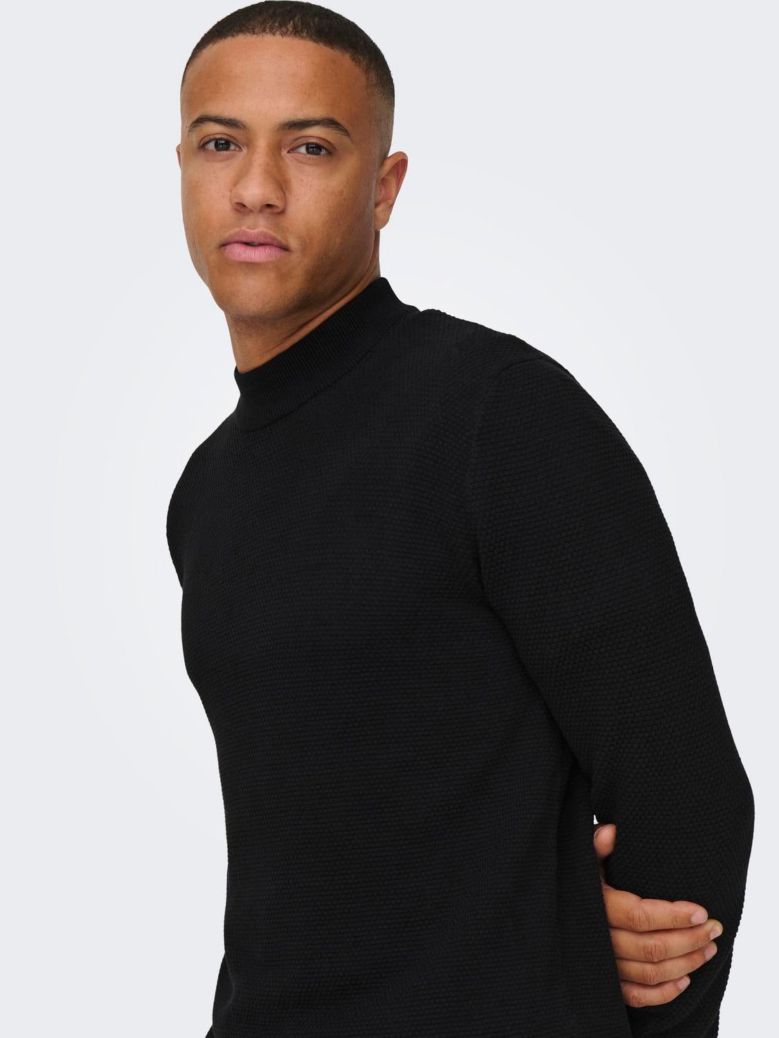 Black mock neck outlet sweater