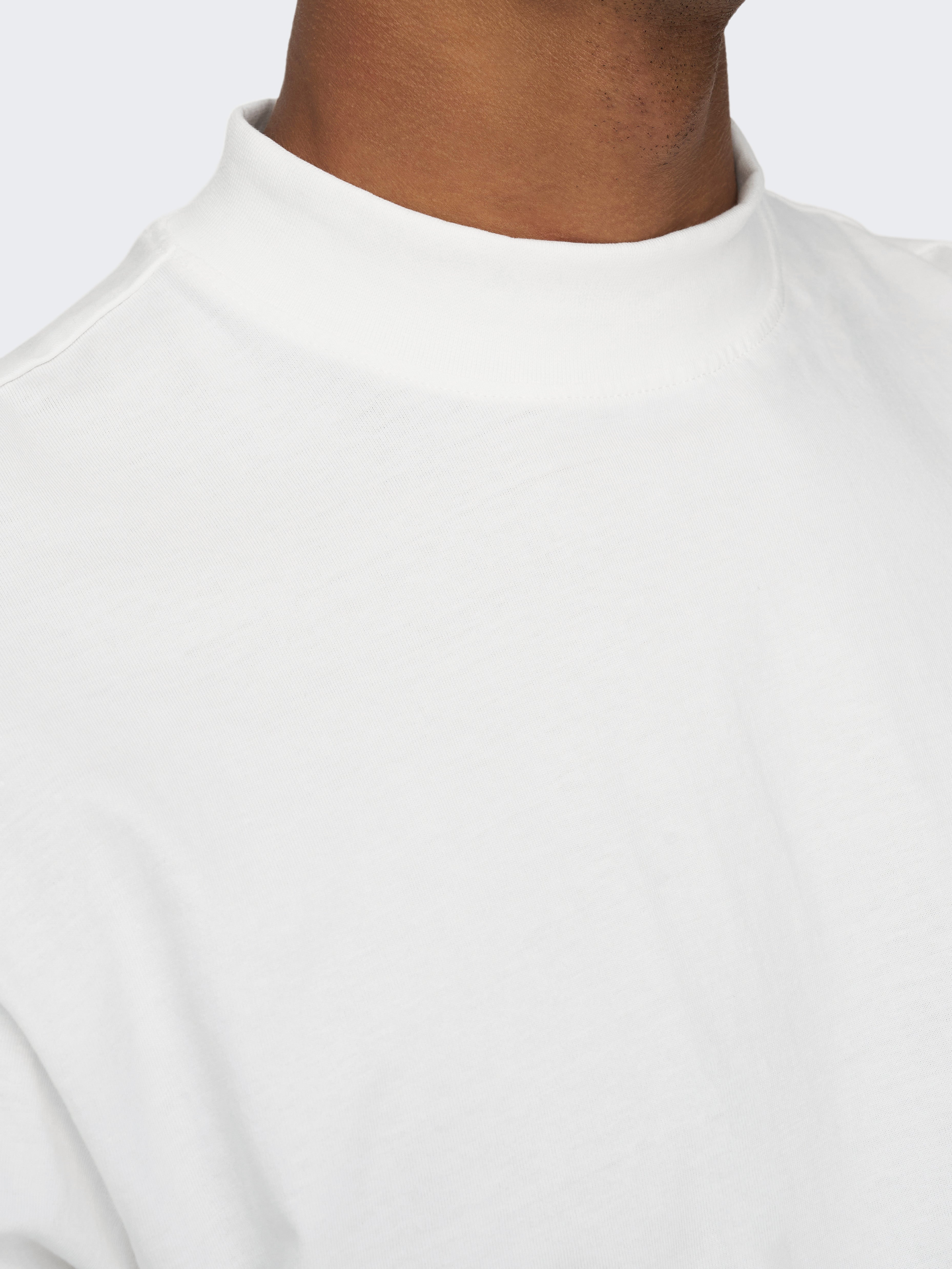 White mock neck sale t shirt