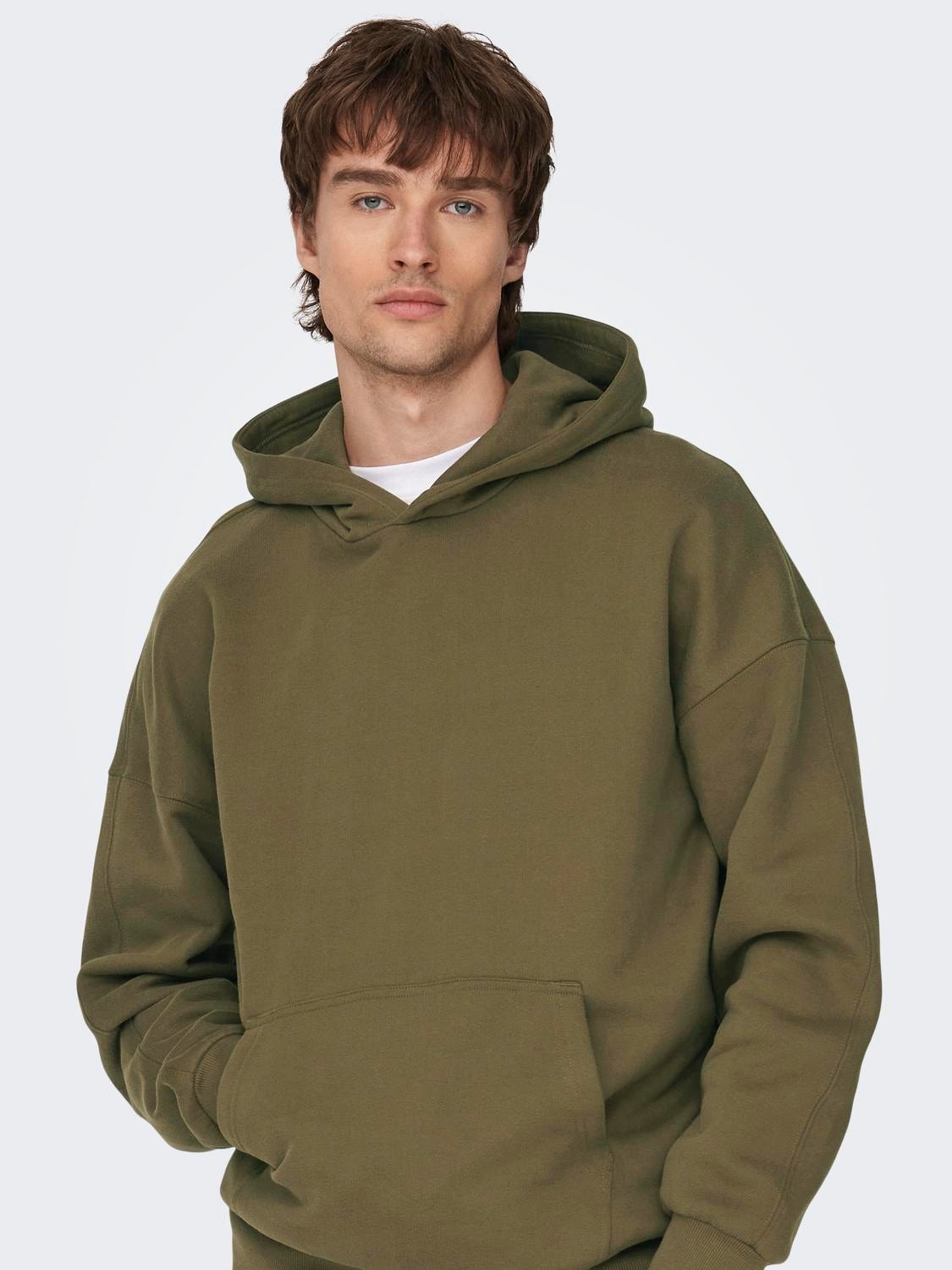 Relaxed fit hoodie, Light Brown