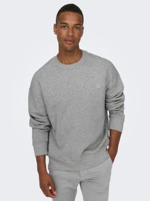 ONLY & SONS Sweat-shirt Relaxed Fit Sweat à capuche -Light Grey Melange - 22026662
