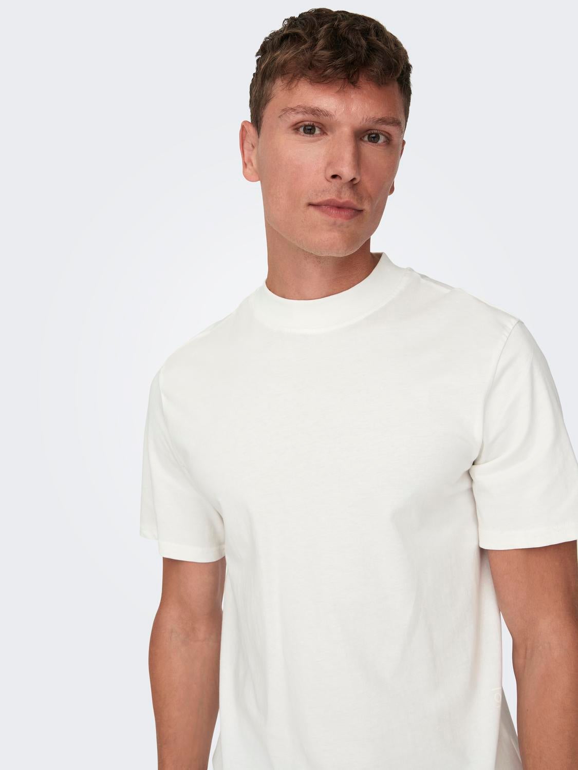 Men's round neck 2025 white t shirts