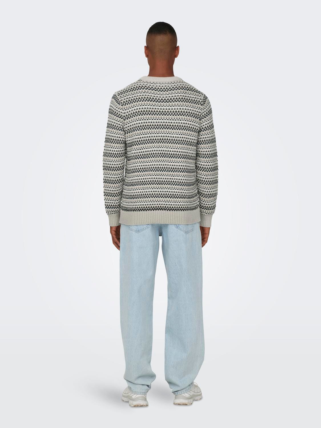 ONLY & SONS Crewneck knitted pullover -Silver Lining - 22027268