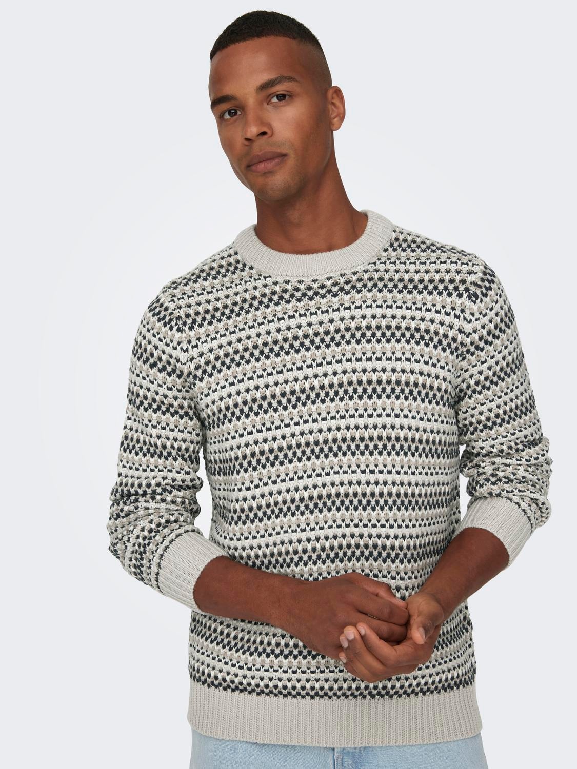 ONLY & SONS Crewneck knitted pullover -Silver Lining - 22027268