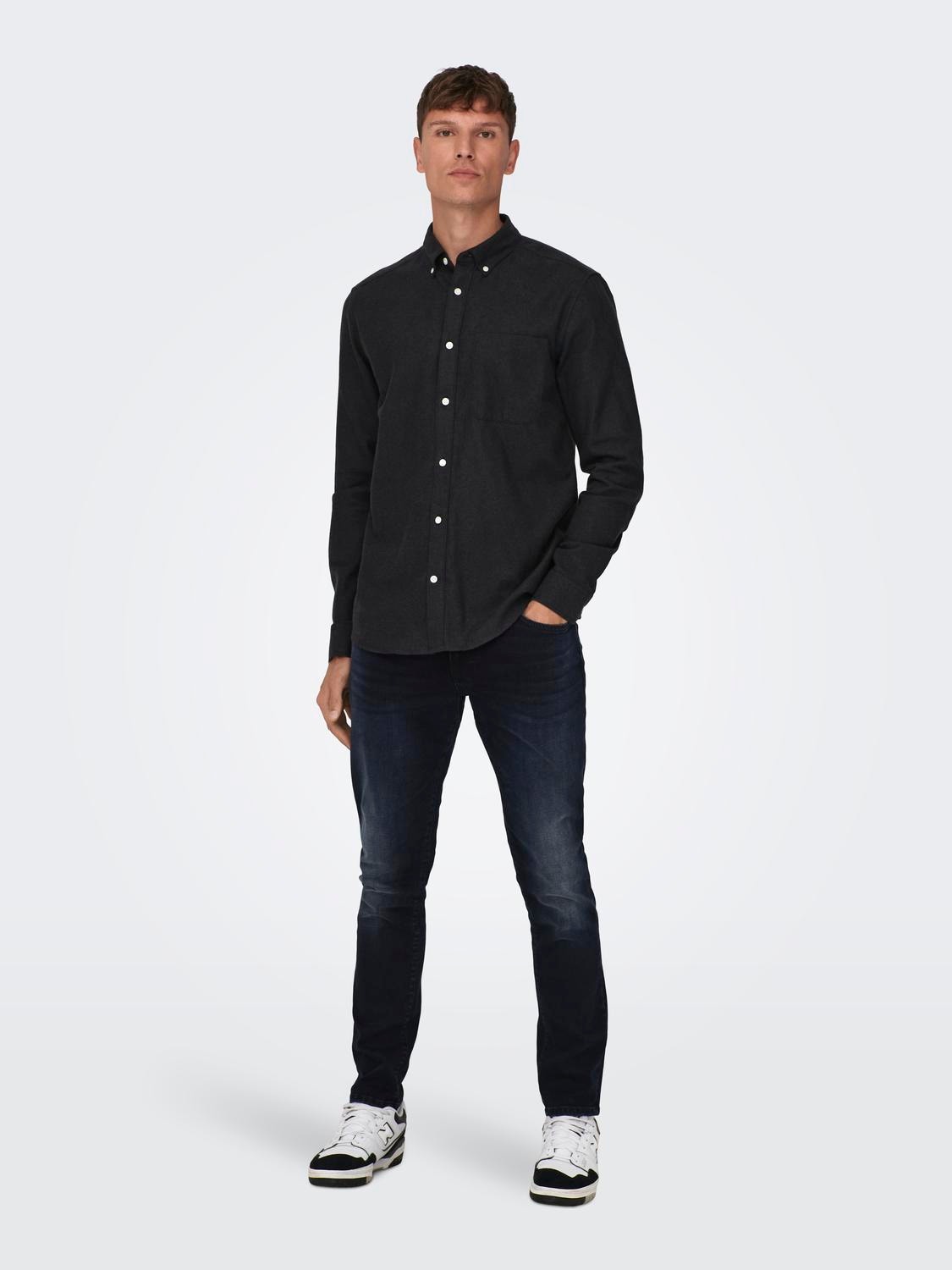 ONLY & SONS Chemises Slim Fit Col chemise -Black - 22027307