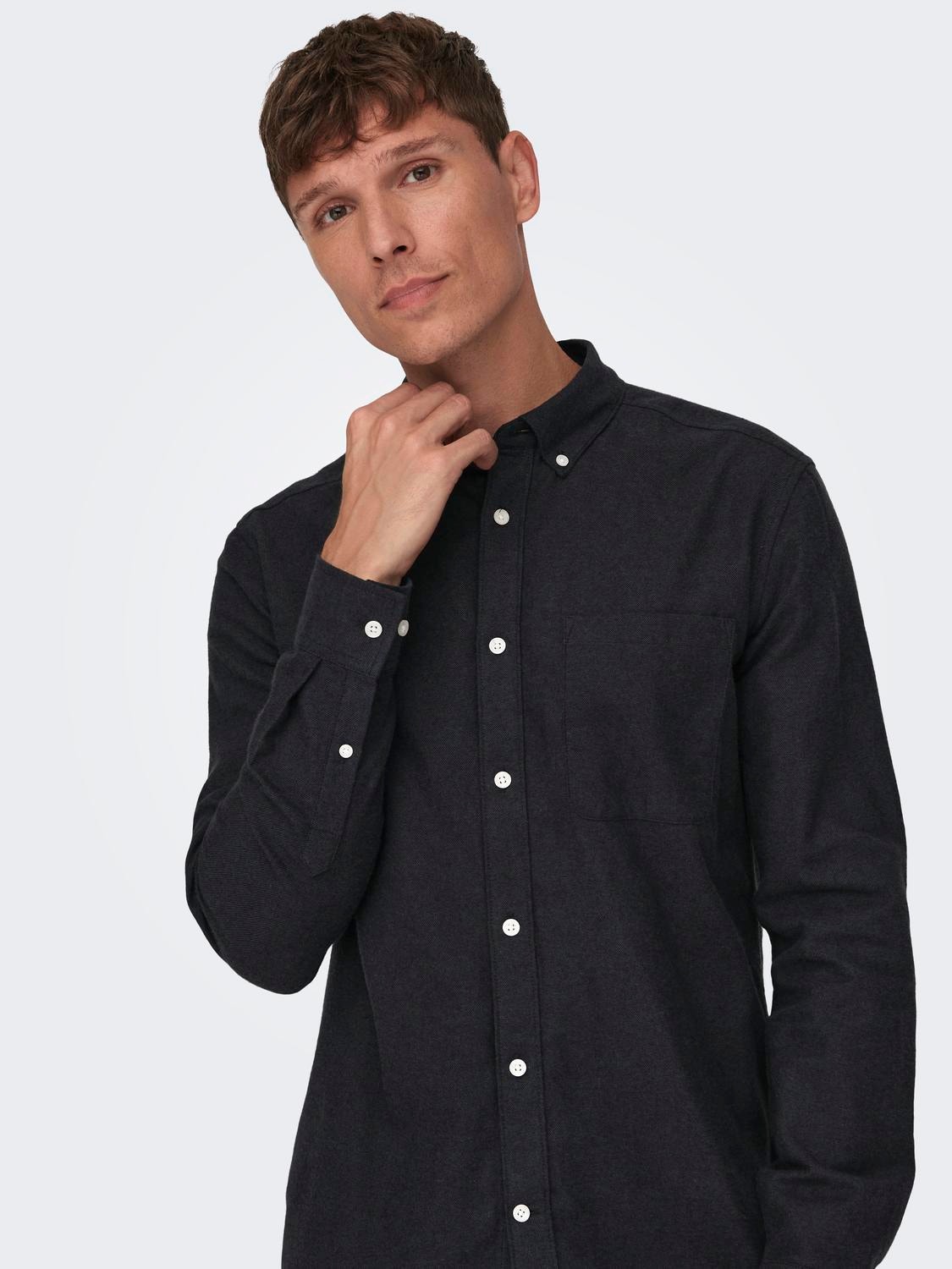 ONLY & SONS Camisas Corte slim Cuello de camisa -Black - 22027307