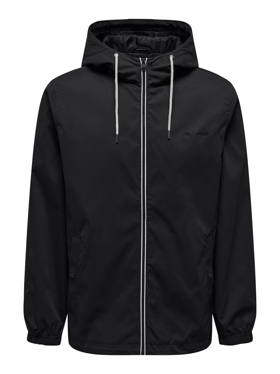 ONLY & SONS Hood with string regulation Jacket -Black - 22027439