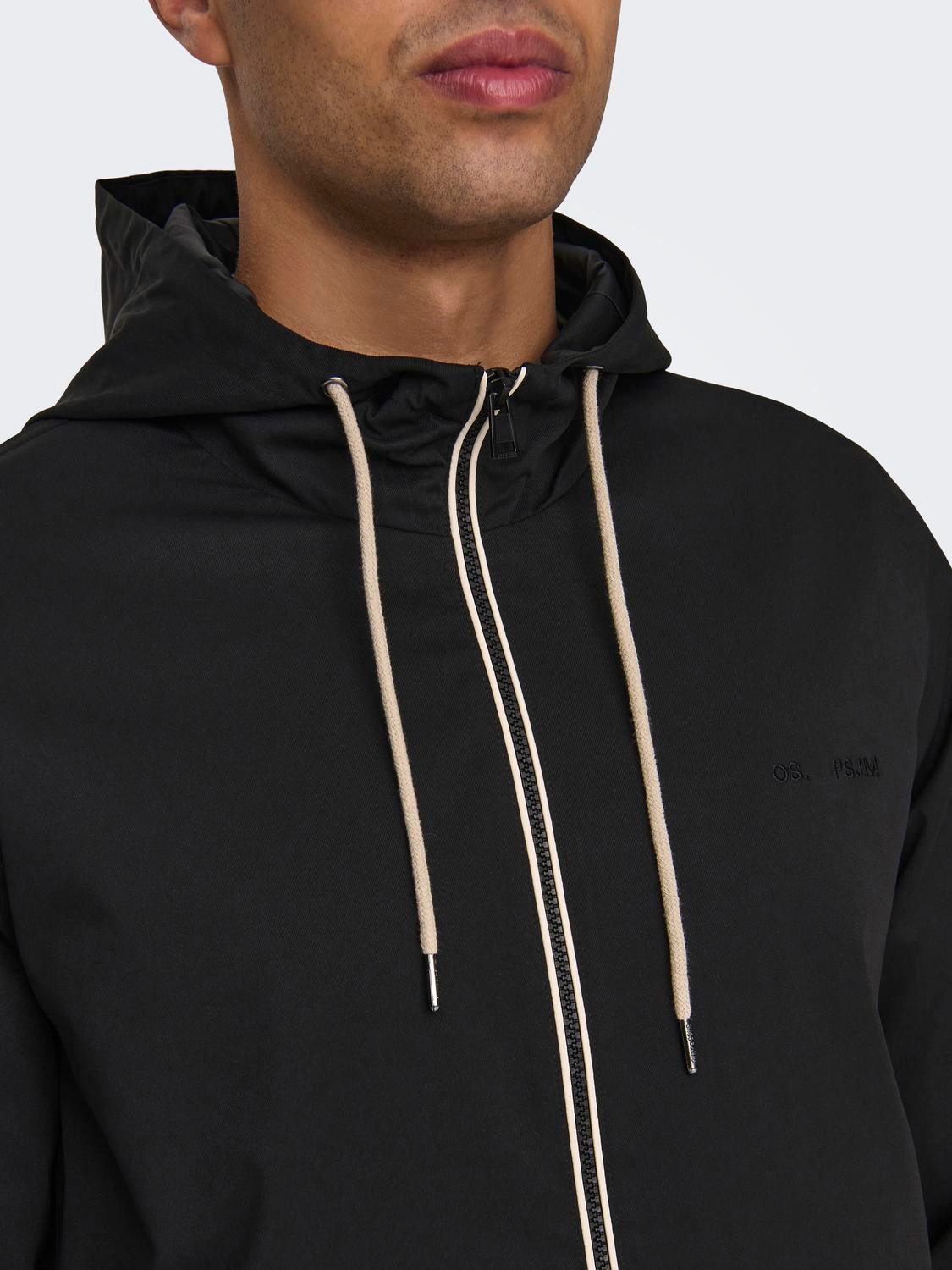 ONLY & SONS Hood with string regulation Jacket -Black - 22027439