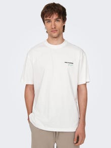 ONLY & SONS Relaxed Fit Round Neck T-Shirt -Cloud Dancer - 22027495