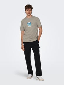 ONLY & SONS Tavapärane lõige Ümmargune kaelus T-särk -Vintage Khaki - 22027521