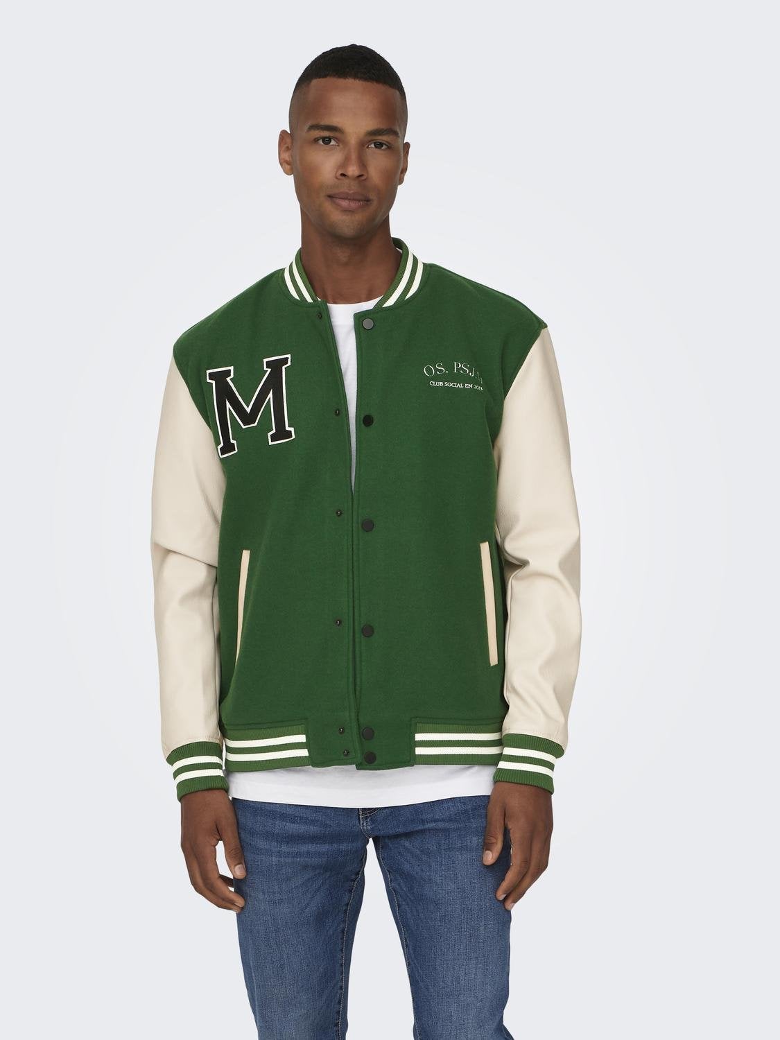 Dark green varsity jacket sale