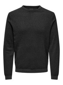 ONLY & SONS Kinnine kaelus Pullover -Dark Grey Melange - 22027602
