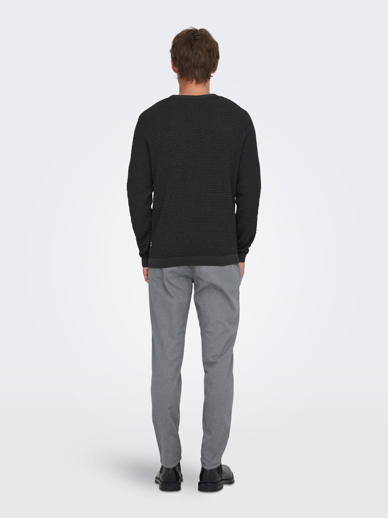 ONLY & SONS Kinnine kaelus Pullover -Dark Grey Melange - 22027602