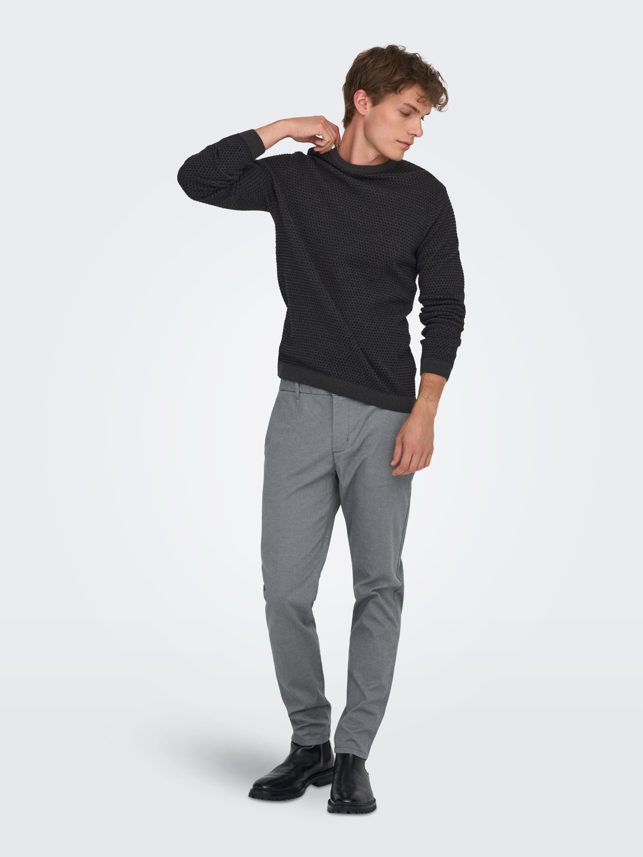 ONLY & SONS Kinnine kaelus Pullover -Dark Grey Melange - 22027602