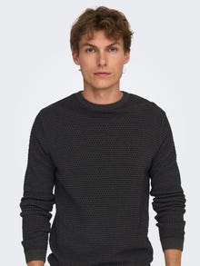 ONLY & SONS Kinnine kaelus Pullover -Dark Grey Melange - 22027602