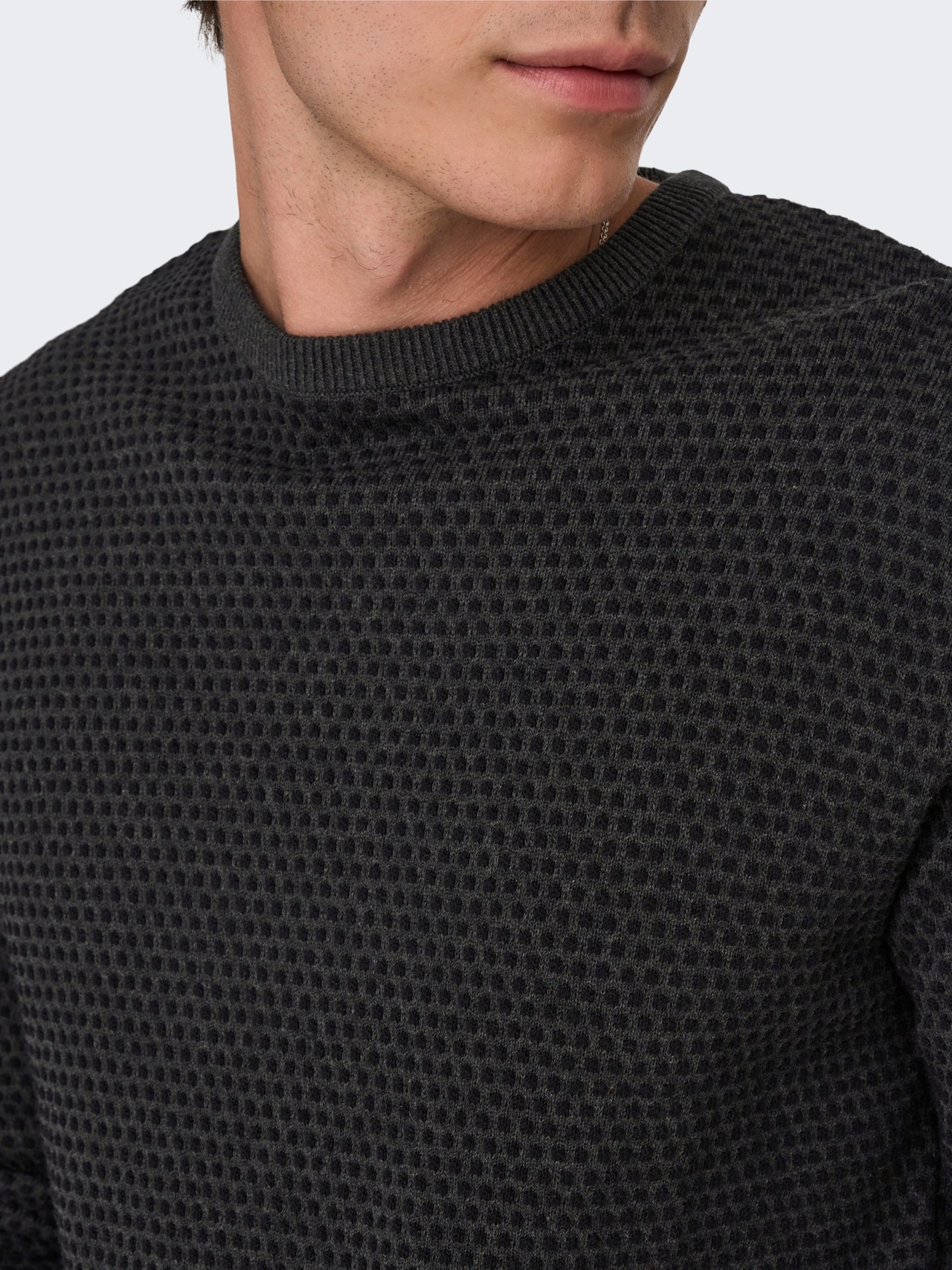 ONLY & SONS Kinnine kaelus Pullover -Dark Grey Melange - 22027602