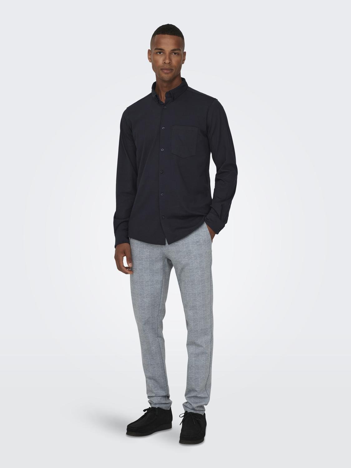 ONLY & SONS Chemises Slim Fit Col boutonné -Dark Navy - 22027665