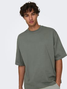 ONLY & SONS T-shirts Oversize Fit Col rond -Castor Gray - 22027787