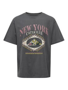 ONLY & SONS Relaxed Fit Round Neck Box sleeves T-Shirt -Grey Pinstripe - 22027946