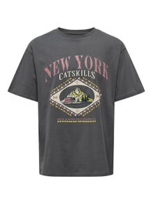 ONLY & SONS T-shirts Relaxed Fit Col rond Mancherons -Grey Pinstripe - 22027946