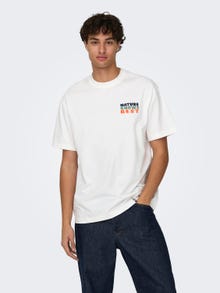 ONLY & SONS Relaxed Fit Round Neck T-Shirt -Cloud Dancer - 22028163