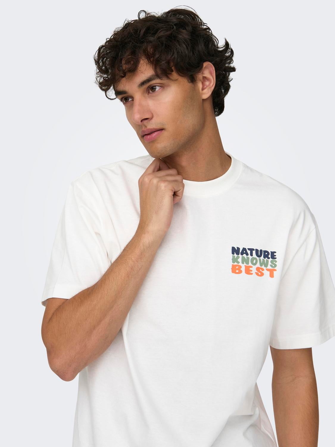 Men's round neck outlet white t shirts