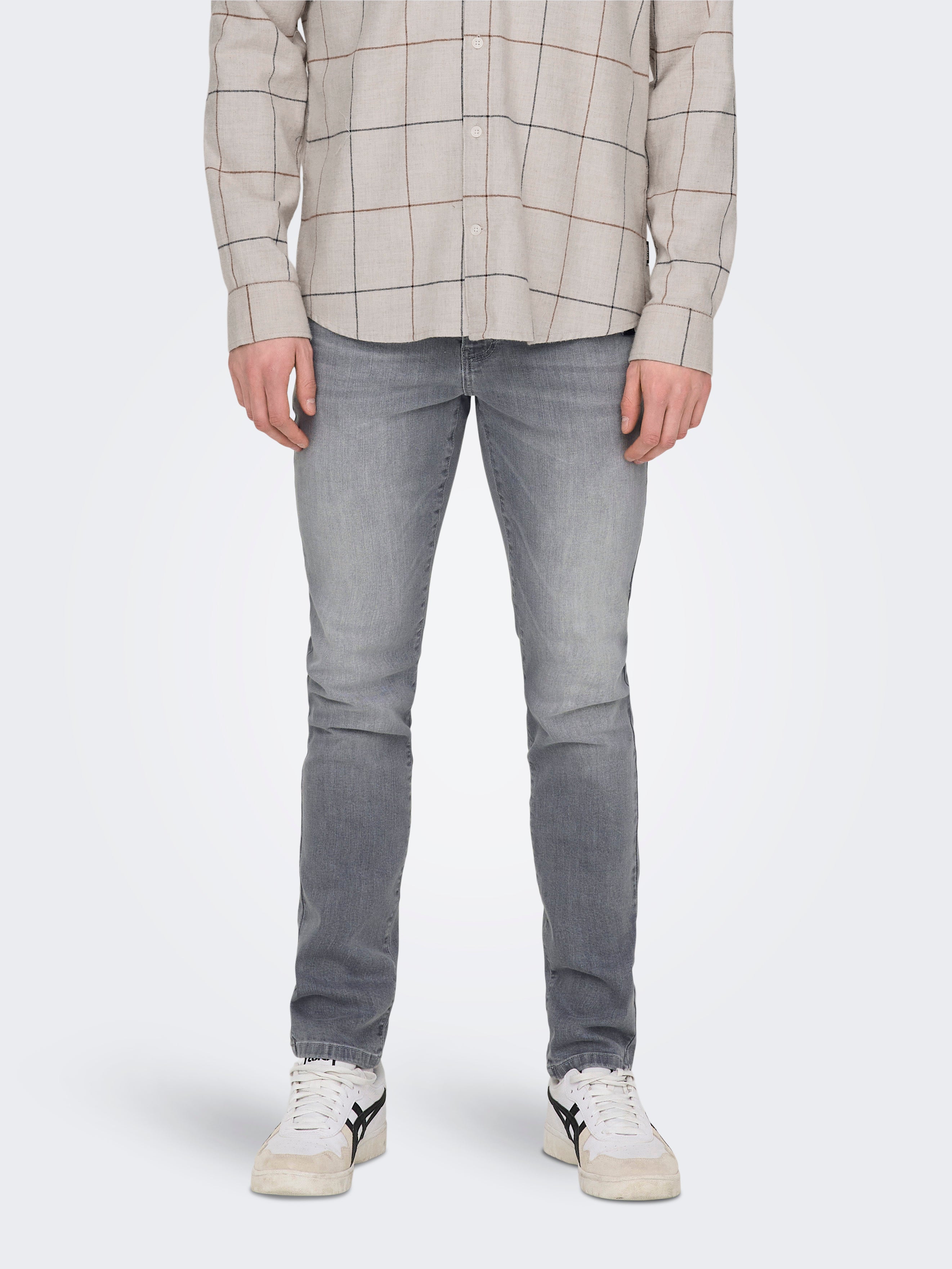 ONLY & SONS Jean Slim Loom Homme Gris Délavé