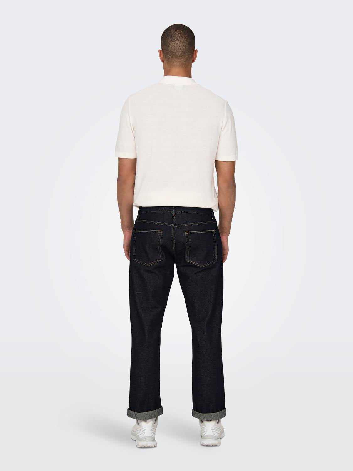 ONSEDGE Mittlere Taille Gerade geschnitten Jeans | Dunkelblau | ONLY & SONS®