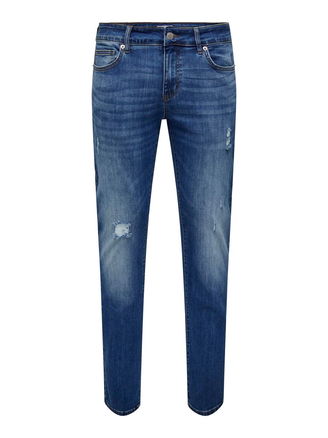 Slim Fit Mid rise Jeans, Medium Blue