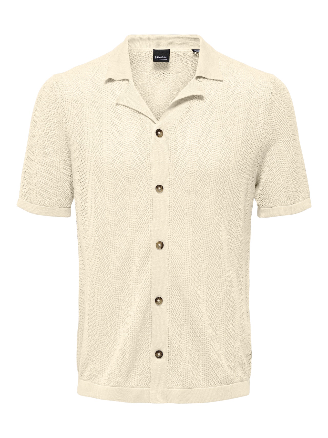 ONLY & SONS Cárdigan de punto Corte regular Cuello cubano -Antique White - 22028576