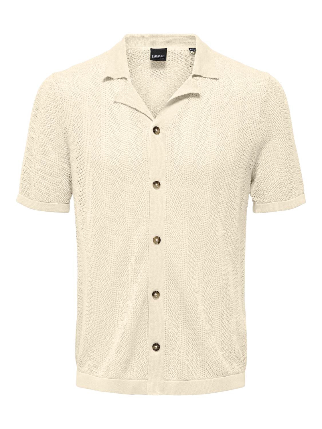 ONLY & SONS Knitted shirt with short sleeves -Antique White - 22028576