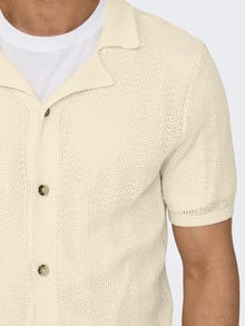 ONLY & SONS Regular Fit Resort collar Knit Cardigan -Antique White - 22028576